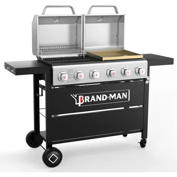 6-Burner, 2 in 1 Versatile Propane Gas Grill and Griddle Combo with Double Lids, BBQ Grills 1