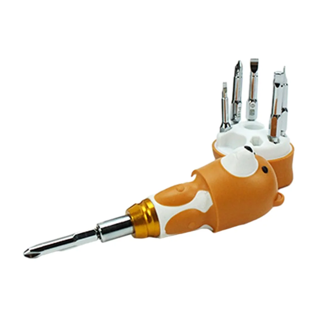 

6 in 1 Cartoon Bear Screwdriver Set Laborsaving Repair Tool with Non Slip Handle Durable and Materials Tool