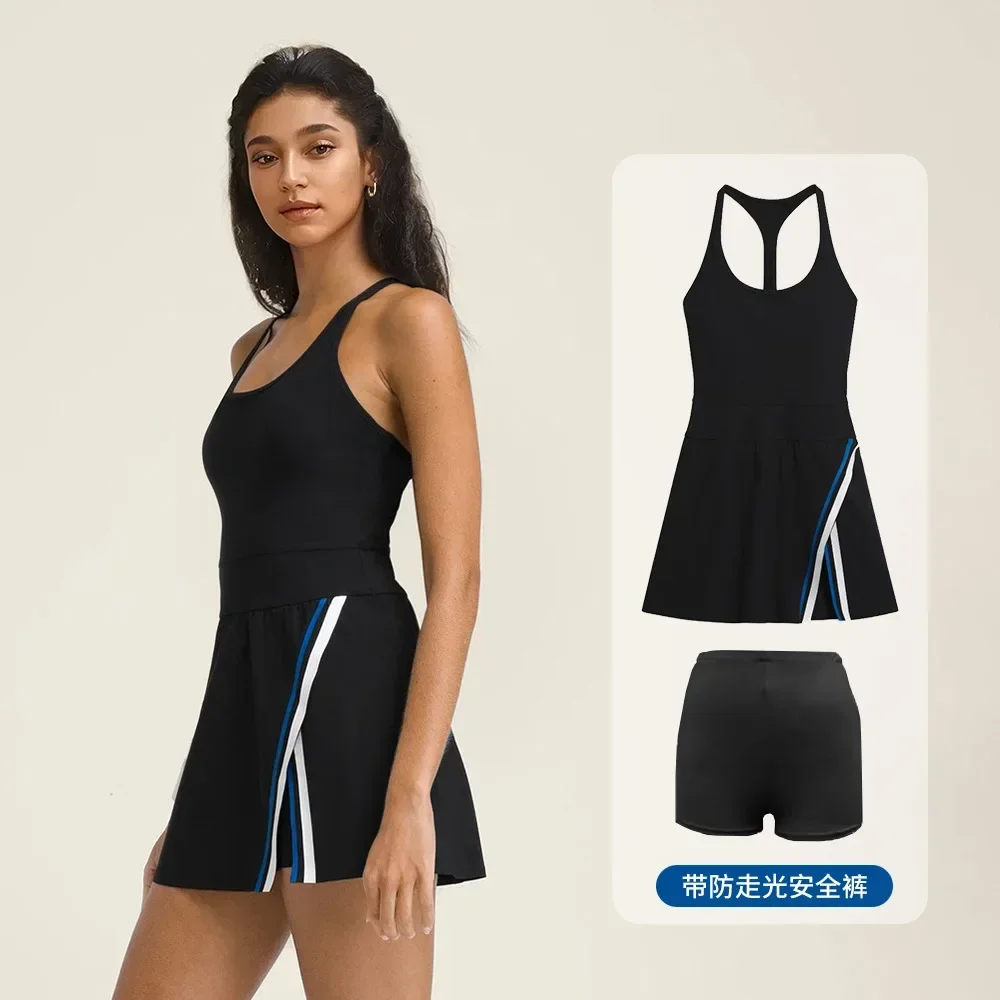 Women's Gym Golf Wear Tennis Skirt Breathable Quick-Drying Yoga One-Piece Dress Outdoor Leisure Sports Tight Fitting Skirt Pants