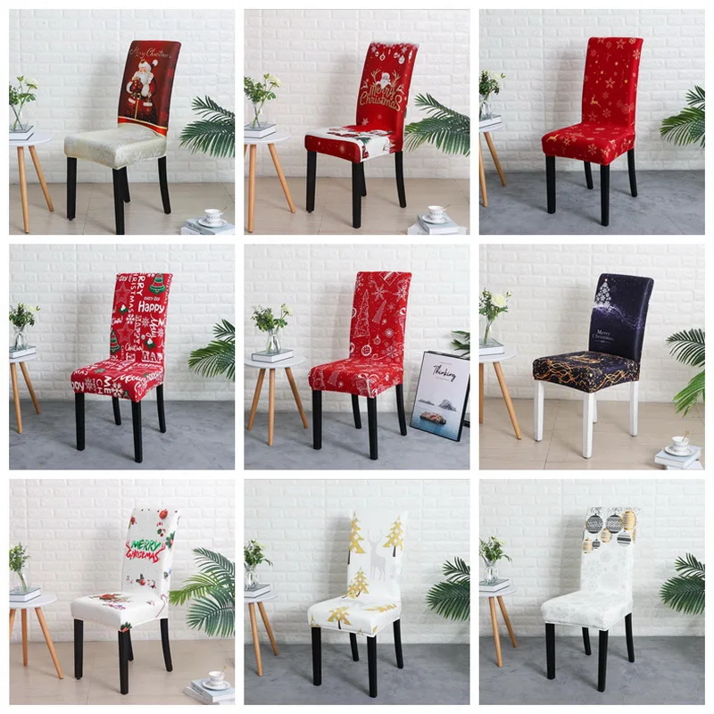 1PcRedWhiteChristmasChairCoversElasticStretchDiningChairs