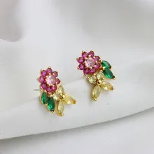  Cute Lovely Women Earring Copper Gold Plated Plant Fruit Animal Gem Drop Ear Jewelry Accessories Good Gift 