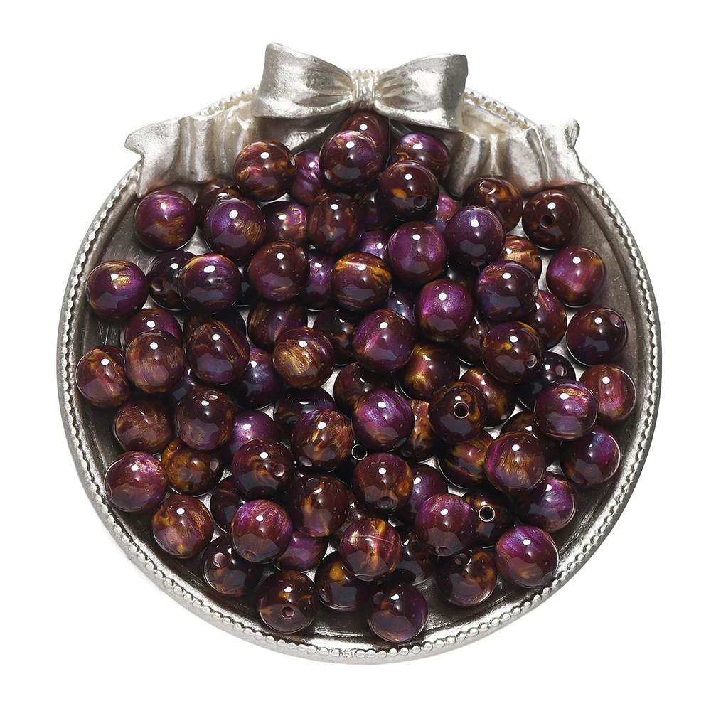 Glitter Cat Eye Resin Beads - Round Loose Beads