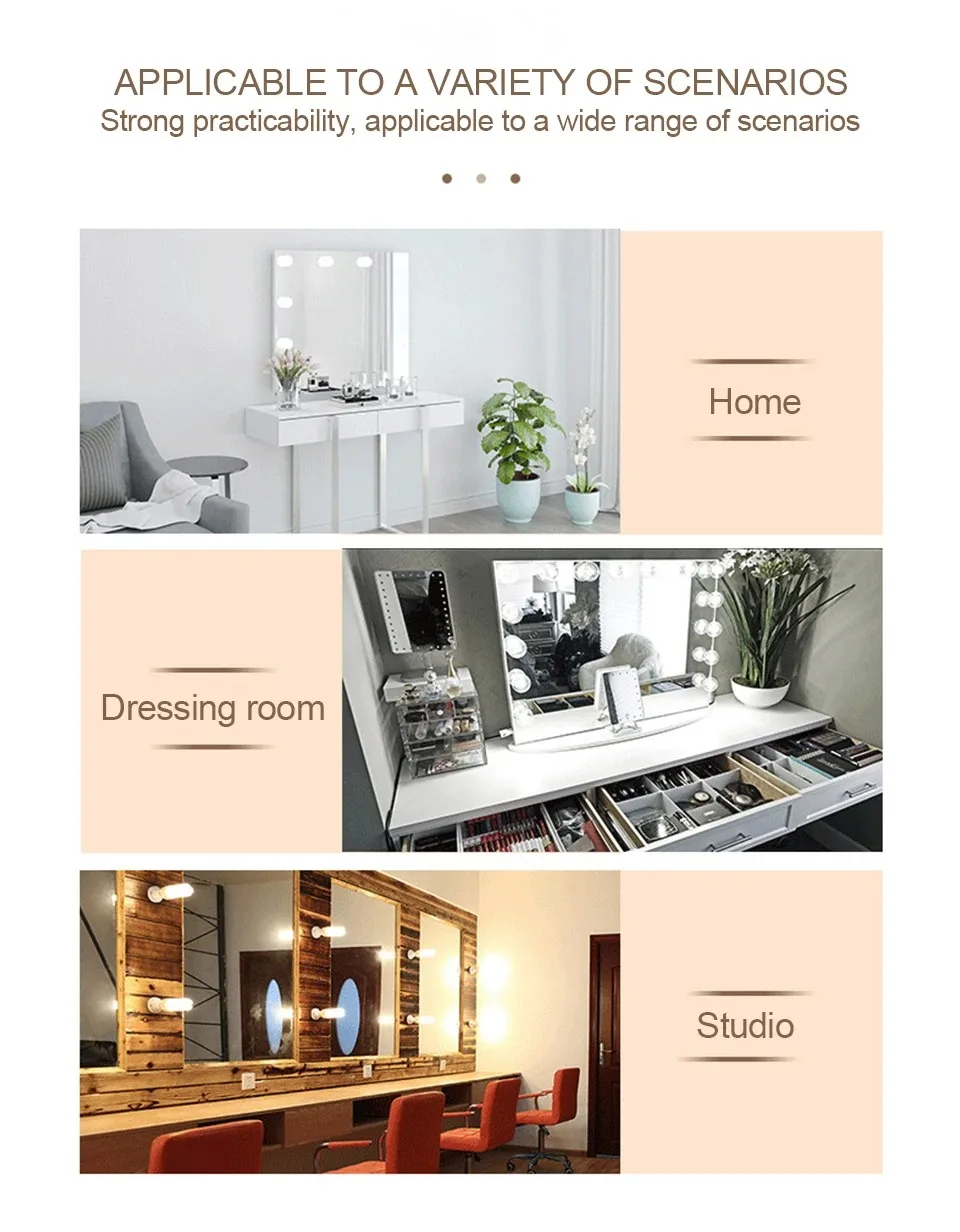 LED Professional Makeup Mirror Light Bulbs Backlight Mirror USB Dimmle Table Make Up Desktop Lamp 3 Color Hollywood Vanity Light