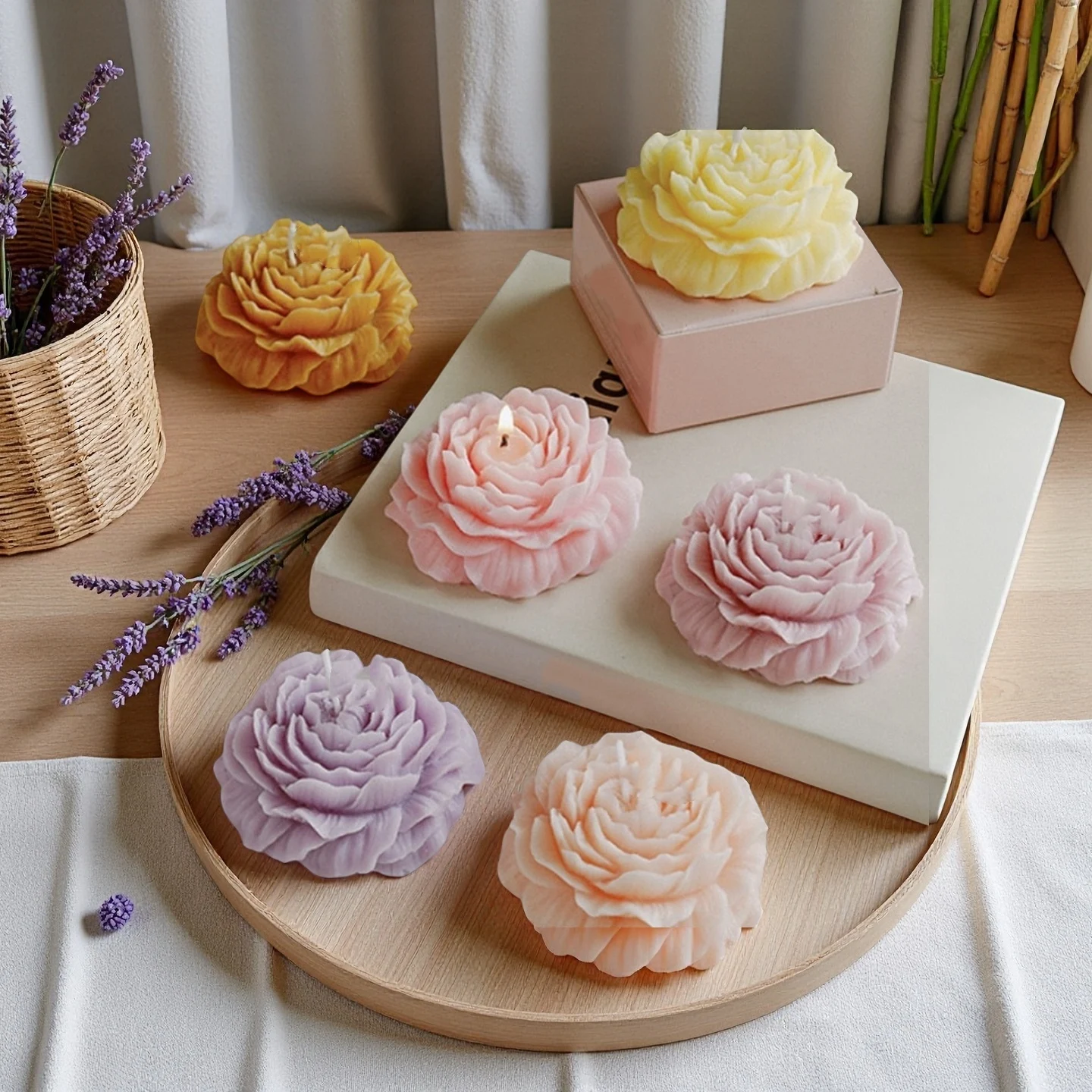 Handmade Peony Flower Scented Candle for Home Decor & Relaxation