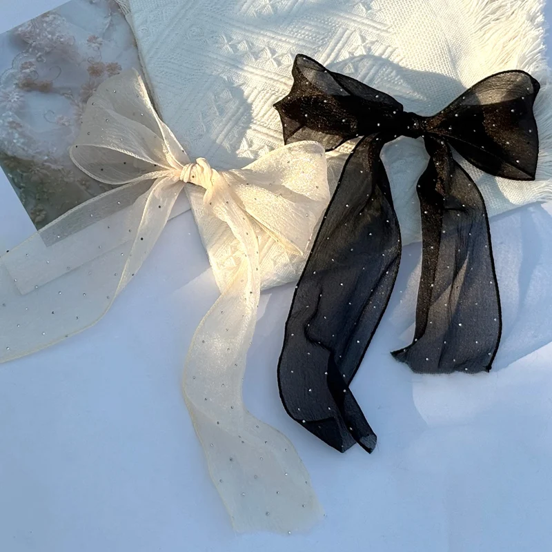 Shining Sweet Chiffon Bow Hair Clips Elegant Ribbon Ponytail Clip Women Girl Sweet Headbands Hairpin Hairgrip Hair Accessories
