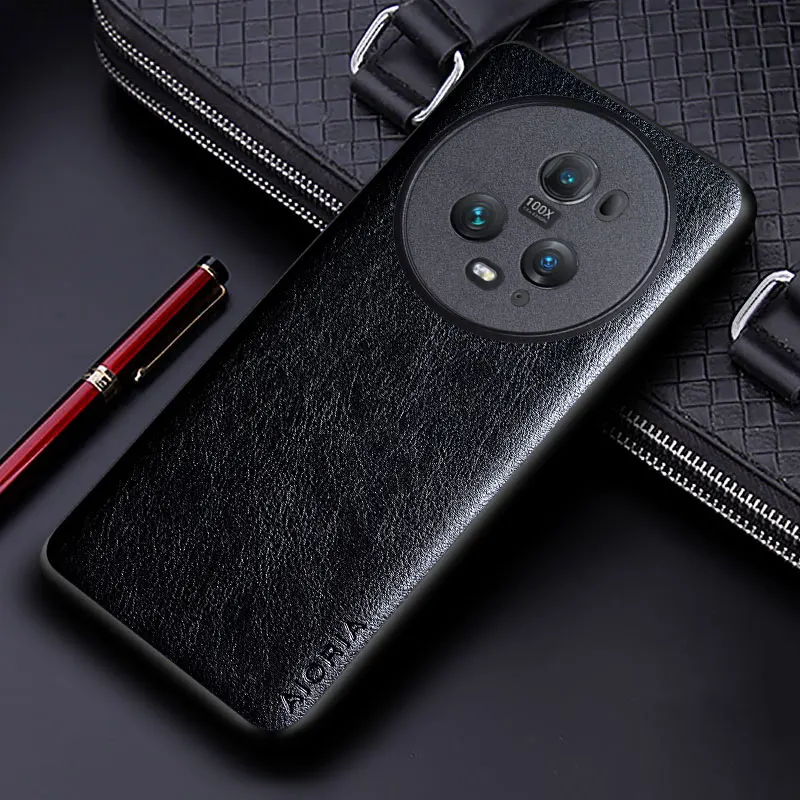 Leather Case - Elegant Business Soft & Hard Hybrid Phone Cover in Solid Color