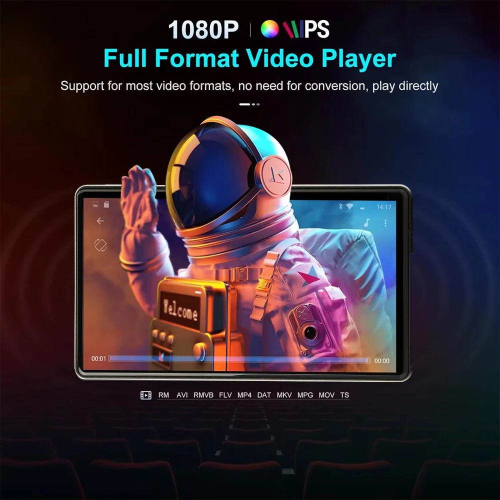 32GB/64GB MP4 Player WiFi Bluetooth Connection 5-inch Touch Screen Video Player Support Android Apps 128GB Memory Expansion