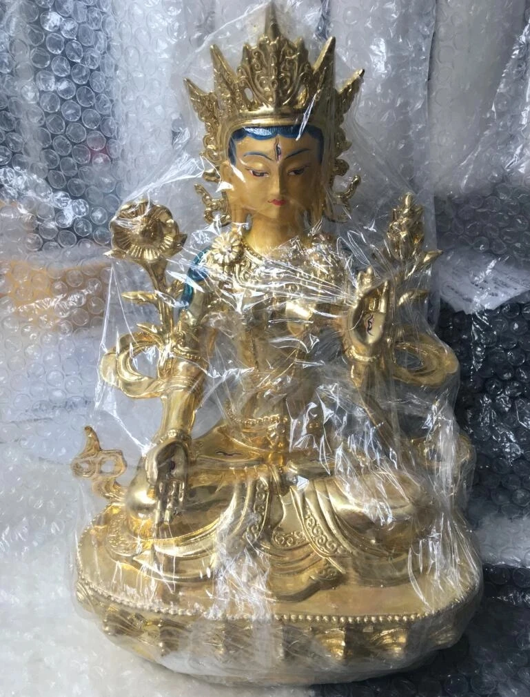 

Free Shipping Rre Tibetan Buddhist bronze coated gold colour MANJUSHRI Buddha statue 21cm/29cm