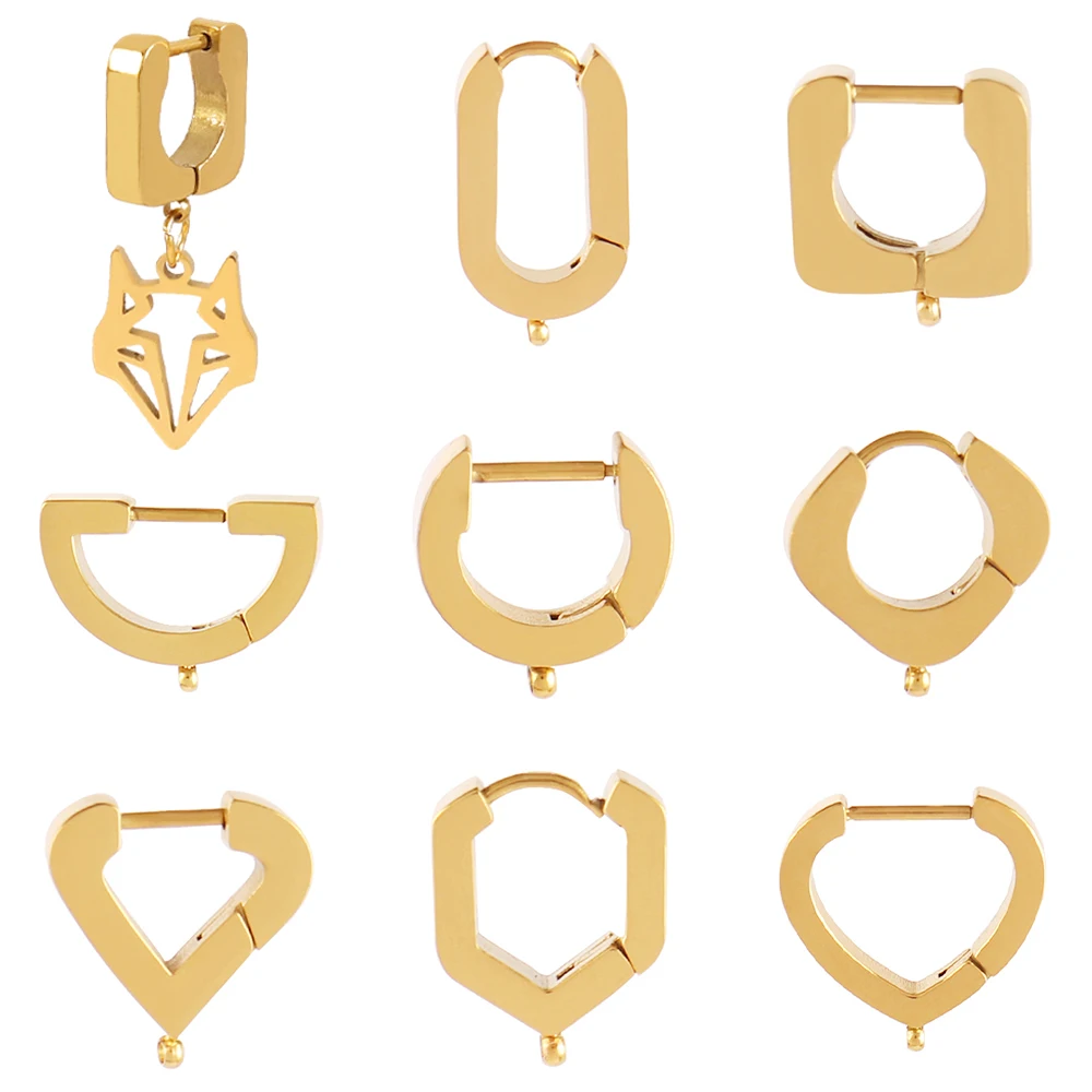 

5pcs 316L Stainless Steel Hoop Earrings High Quality Geometric Earrings Fitting Base For DIY Jewelry Earrings Making Accessories