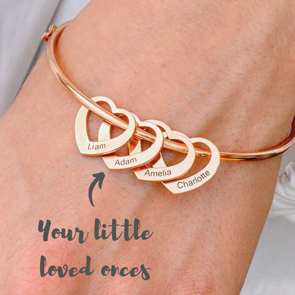 Personalized Bracelet for Women Stainless Steel Love Charms with Carving Name Adjustable Bangle Custom Jewelry Pulseras De Mujer 24pcs cardboard paper jewelry box 4 color snap cover box with sponge for ring bracelet bangle necklace diy packaging accessories