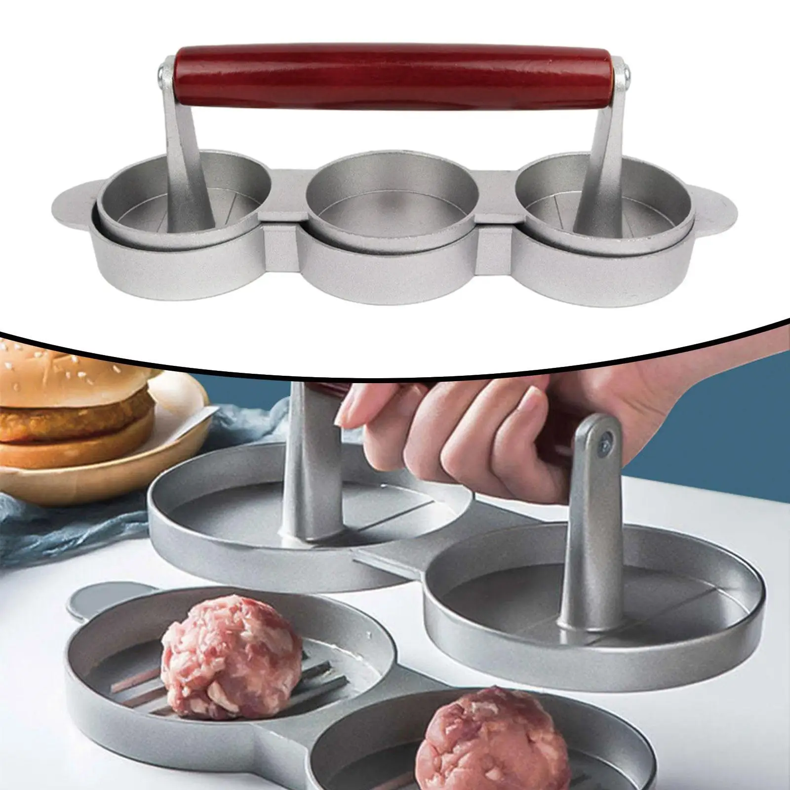 Burger Press Meat Presser Hamburger Meat Beef Grill Press Hamburger Patty Maker Aluminum Alloy for Veggie Sandwich Steaks