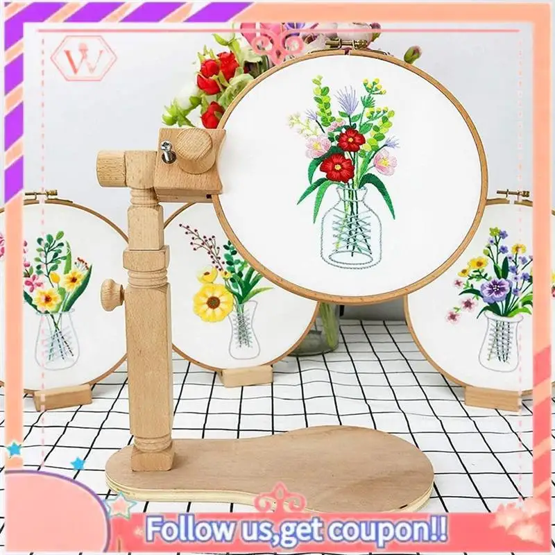 Embroidery Hoop Stand Lap Beech Wood Embroidery Hoop Holder Hands Free Needlepoint Frame Stand