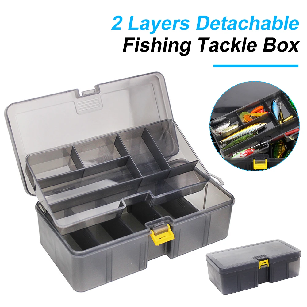 

Double Layer Lure Tackle Box Fishing Accessories Adjustable Plastic Fishing Box Fake Bait Hook Tool Storage Boxes Fishings Gear