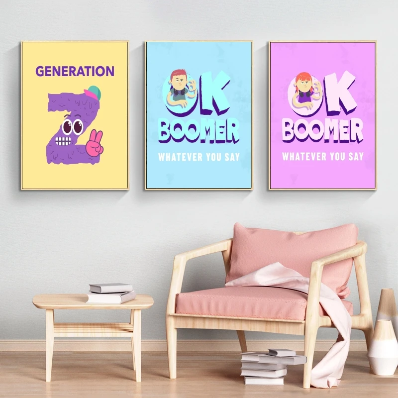 

Canvas Artwork Painting OK Boomer funny Boy Decorative Picture Living Room Wall Stickers Prints And Prints Hanging Classic