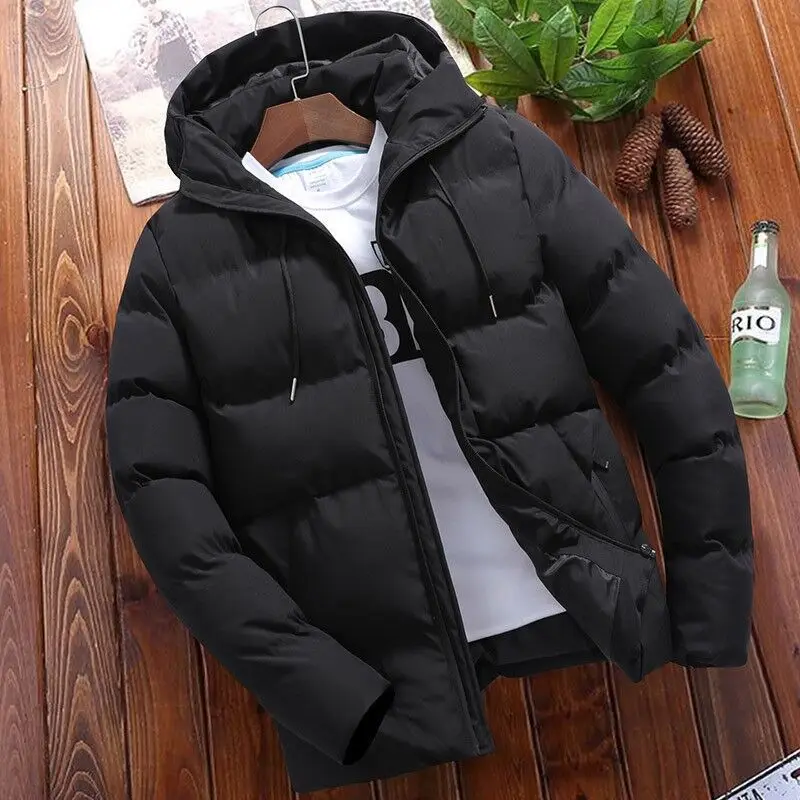Autumn Winter Cotton Parka Coat Hooded Zip Up Long Sleeve