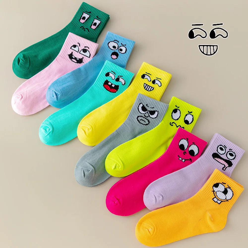 Double Smiles Candy Solid Color Socks Spring/Summer Cartoon Mid Tube Women's Socks Sports and Leisure 5/10