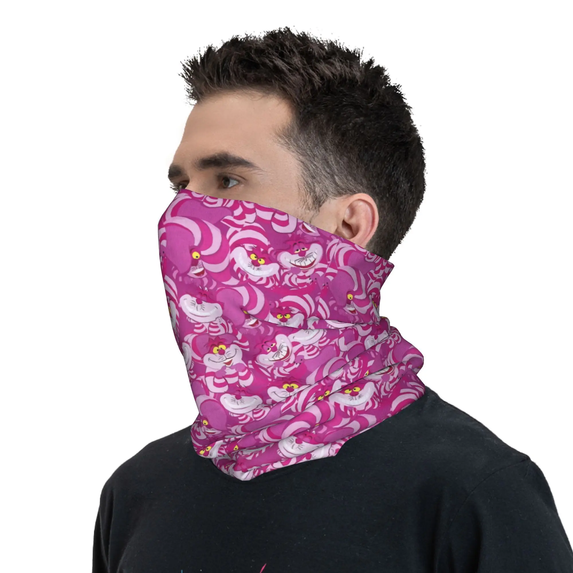 Cycling bandana Neck wrap Bandana headscarf Cotton bandana Neck gaiter Bandana neck cover Multifunctional bandana Cheshire cat Cartoon Neck gaiter Men Women UV protection Winter Bandana scarf For hiking