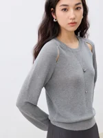 ZIQIAO Unique Design Hollow Knit Sweater For Women 2025 Early Spring New Linen Pink Grey Chic Pullover Fashion Top 25ZQ91188 1