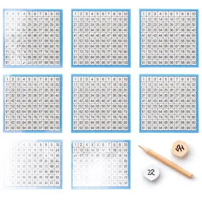 10장의 숫자 차트 1-100 수학 교육용 차트 교실용 조기 교육용 100 차트