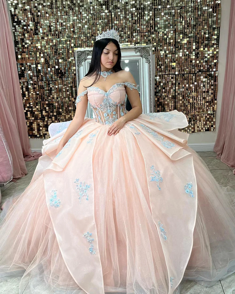 

Женское винтажное платье с открытыми плечами, розовое платье с открытыми плечами для вечеринки в честь Дня Рождения, 15 лет, 2023