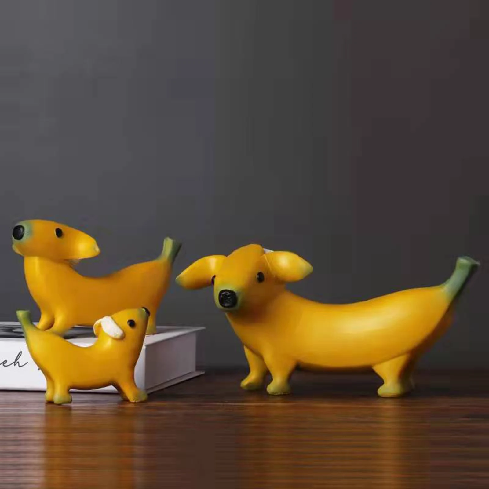 Funny Banana Dog Statue Cute Peeled Banana Dog Figurines Ornaments Garden Decorations Resin Desktop Ornaments Cute Dog Decor