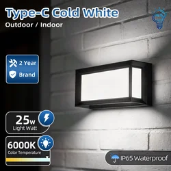 Waterproof LED Outdoor Wall Lamp for Porch and Garden Lighting (Type - C I Cold White)