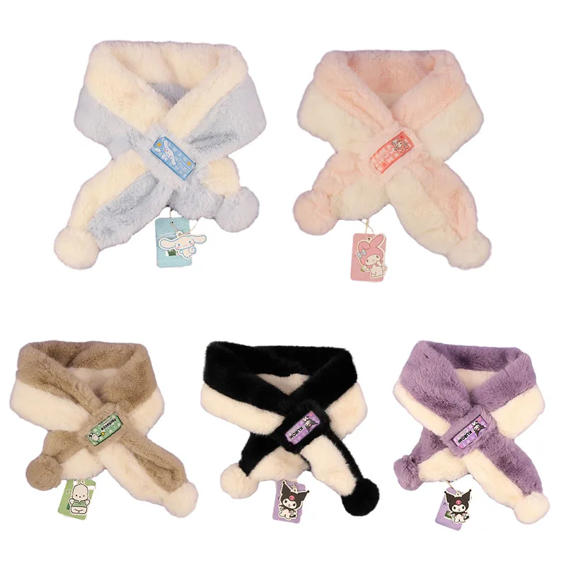 

Anime Cartoon Kuromi Cinnamoroll My Melody Pochacco Cute Windproof Cross Scarf To Keep Warm In Winter Double Layer Thickening