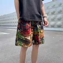 

Hong Kong Style Summer Loose plus Size Trend Colorful Casual Sports Shorts Paragraph NumberK8112 P20【Control29】