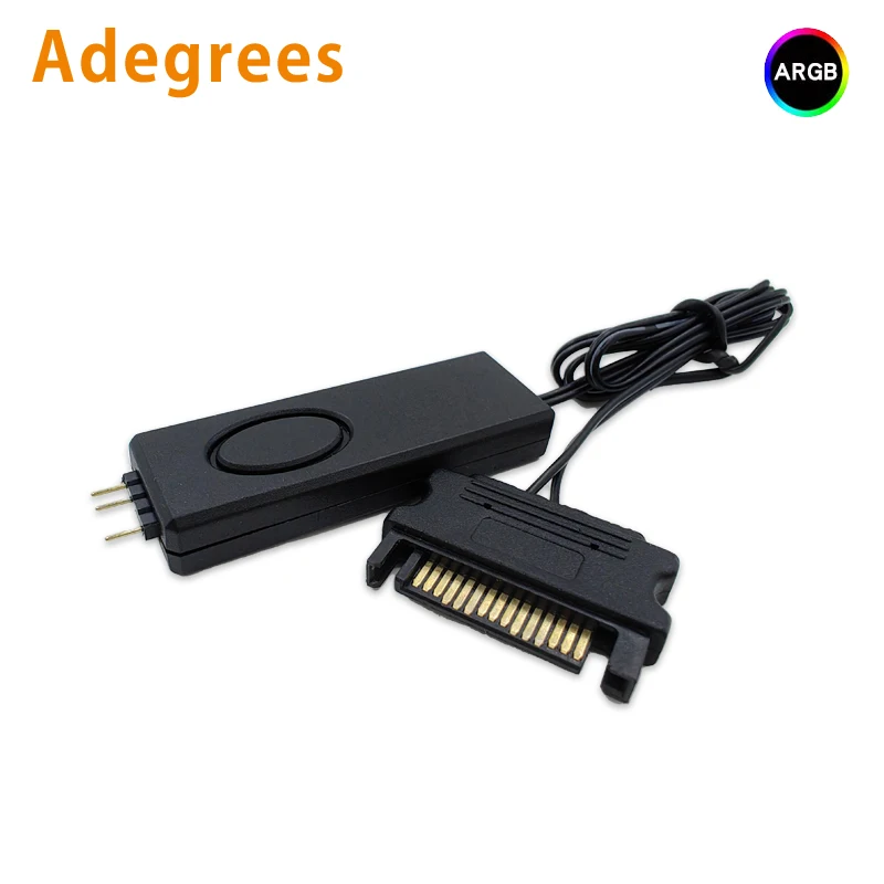 

5V 3Pin ARGB Controller Cable to SATA AURA Power Supply Mini Control HUB Computer Case Fan CPU Water Cooling Cooler ARGB Adapter