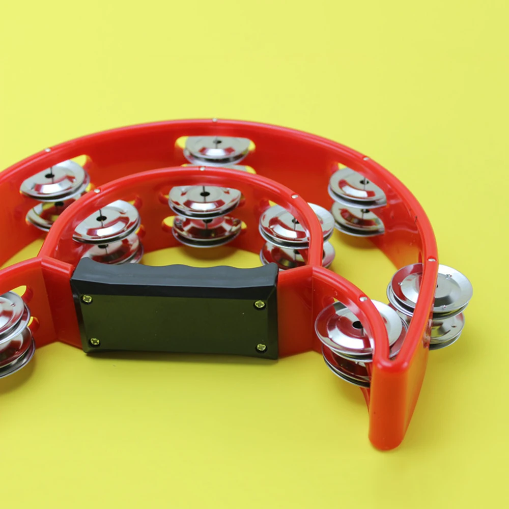 Round Percussion Double Row Handbell Tambourine Double Half Moon Tambourine Percussion Drum Party Game for Baby Toy Gift