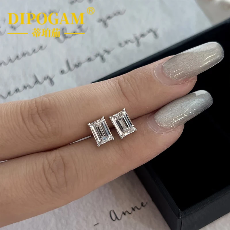 여성 남성을위한 타원형 컷 Moissanite 스터드 귀걸이 D 컬러 스파클링 다이아몬드 귀 스터드 파티 쥬얼리 선물