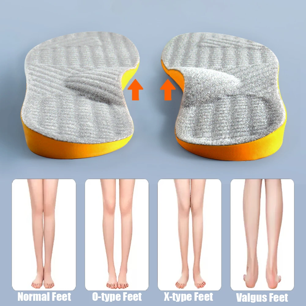 

1Pair PU Orthotic Insole For Flat Feet Arch Support Orthopedic Shoes Sole Insoles For Feet Men Women O/X Leg Corrected Care Pad