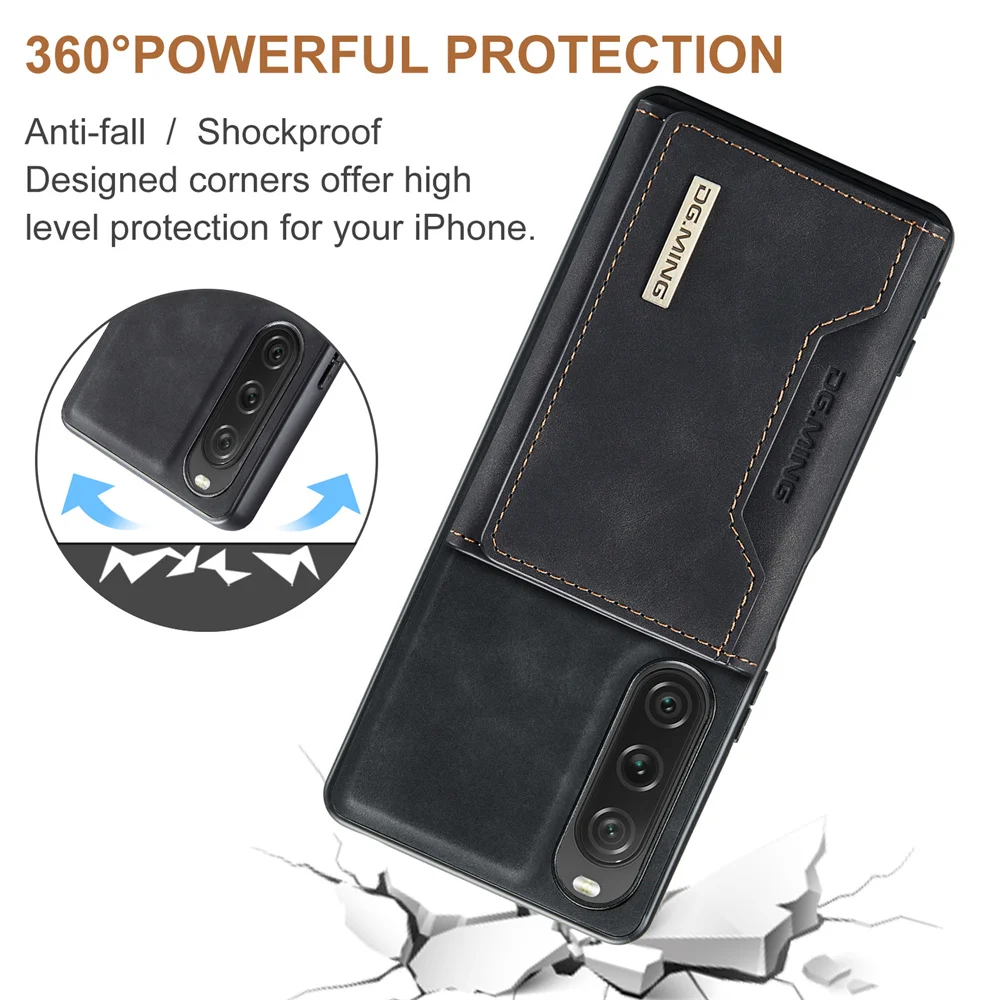 DG.MING Luxury 2 in 1 Detachable Card Bag Wallet Case for Sony Xperia 1 V 5 V 10 V Shockproof Magnetic Leather Case Phone Book
