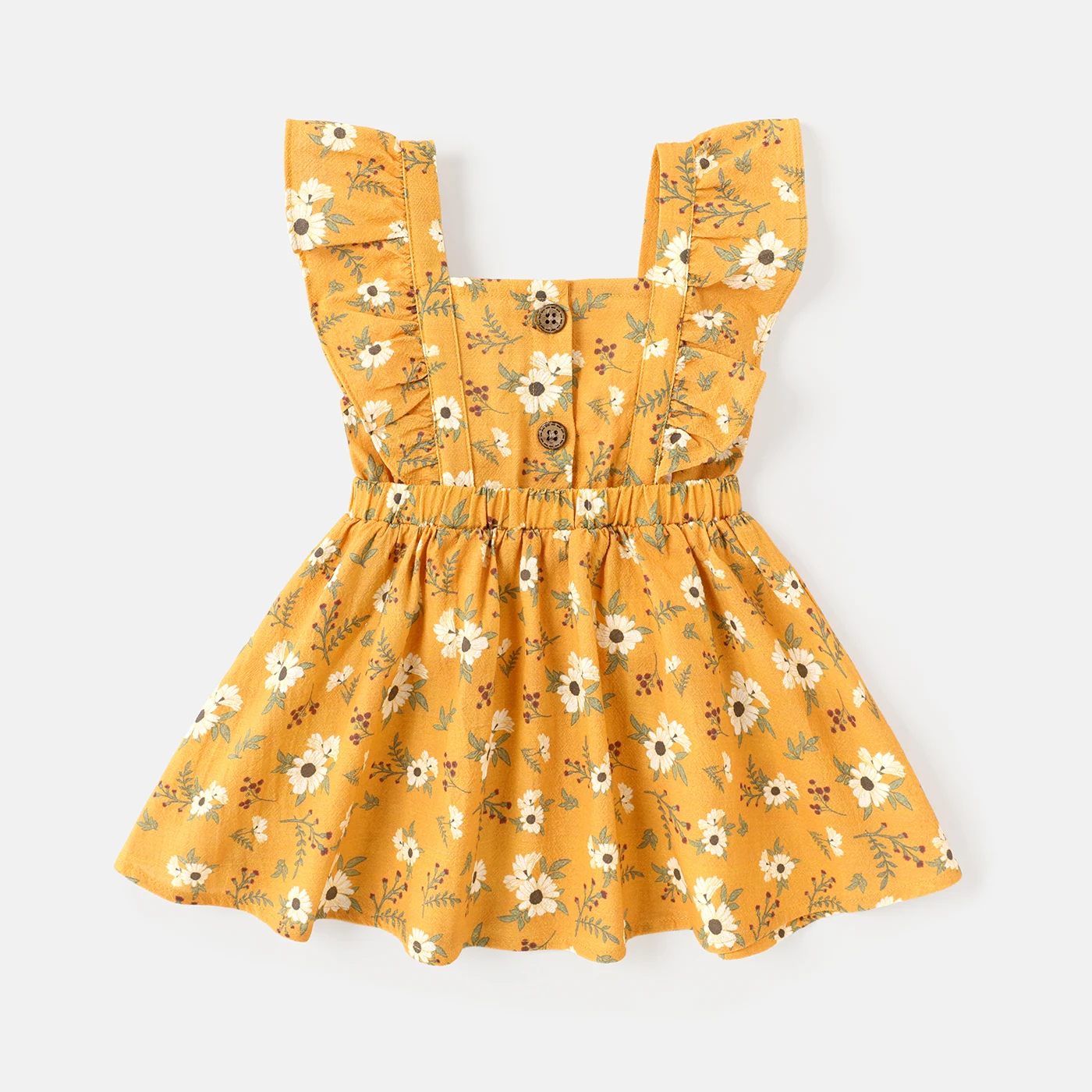 

PatPat Baby Girl 100% Cotton Floral Print Ruffle Trim Dress
