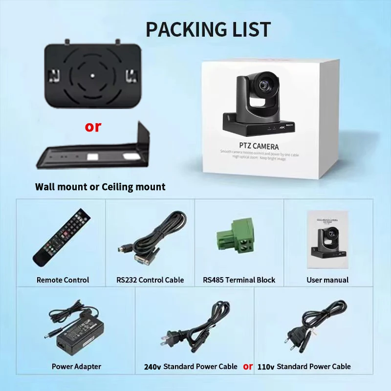 VN420 우수한 NDI 4K 20X 8mp POE PTZ 화상 회의 카메라 sdi + hdmi + lan + usb 라이브 스트리밍 방송 스튜디오, 교회 이벤트