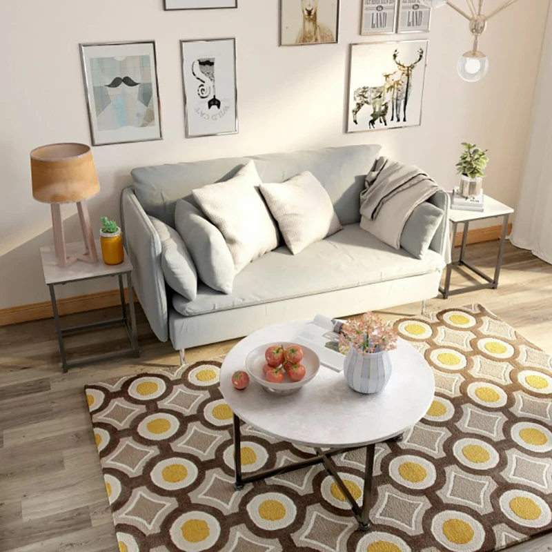 

Faux Marble 3-Piece Coffee Table Set with Adjustable Foot Pads Living Room Coffee Communication Table