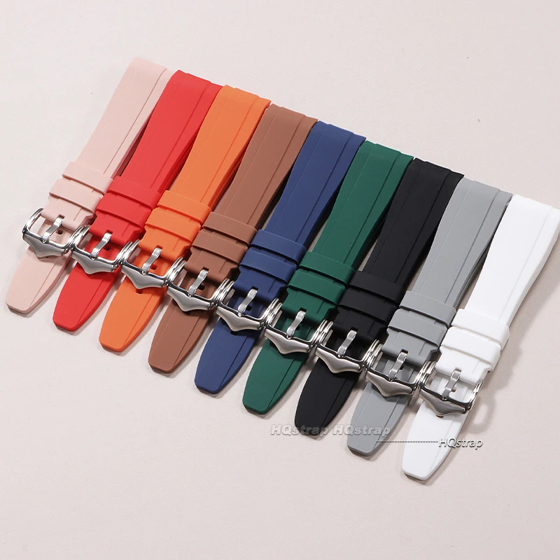 Curved End Silicone Diving Watch Band - Premium Rubber Strap for Water Sports (20mm/22mm)