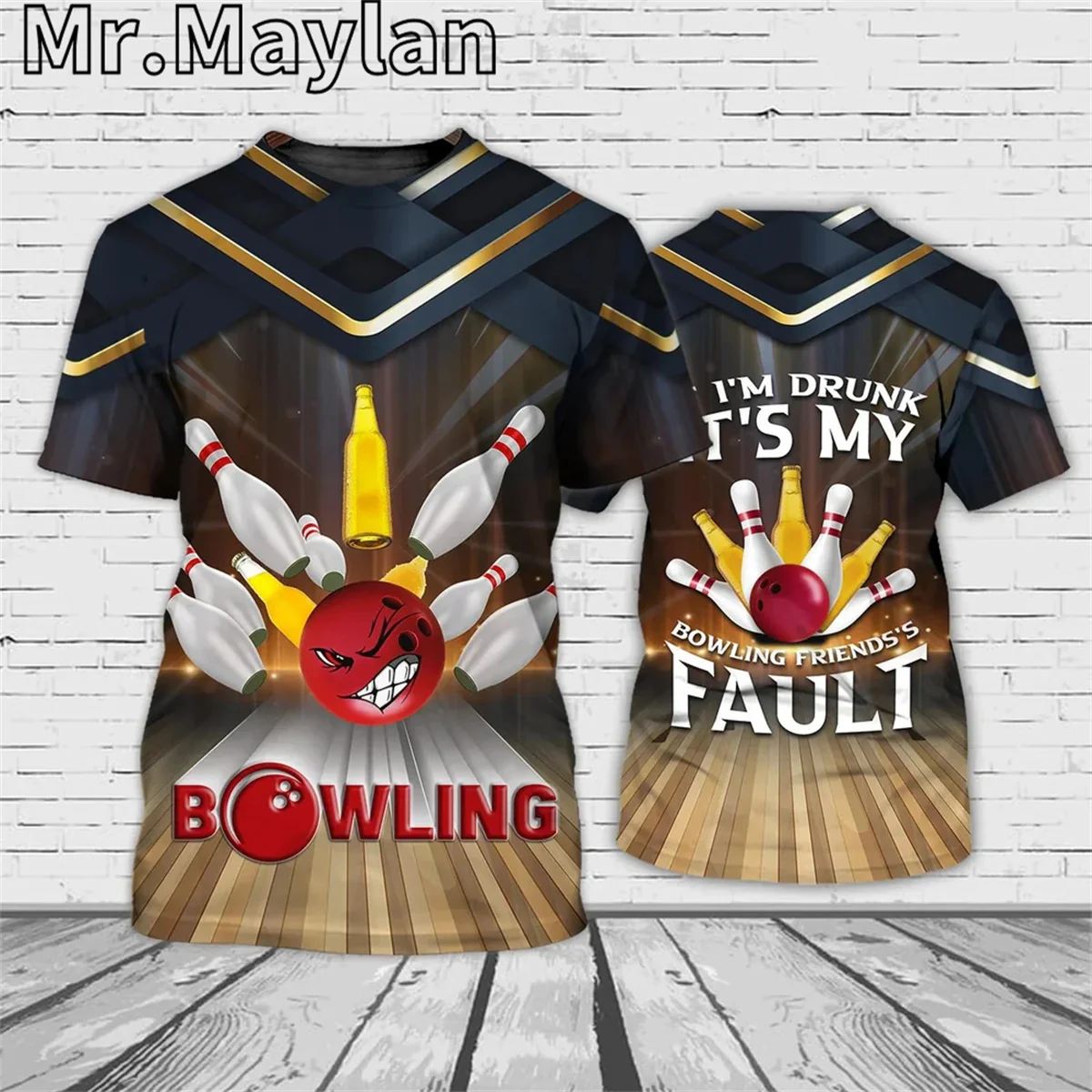 Spersonalizowana Zabawna Bowling 3D T-Shirt Z Nadrukiem Męska/Damska Uniform Dla Drużyny Do Gry W Kręgle Koszulka Prezent Dla Miłośnika Kręgli T Shirt
