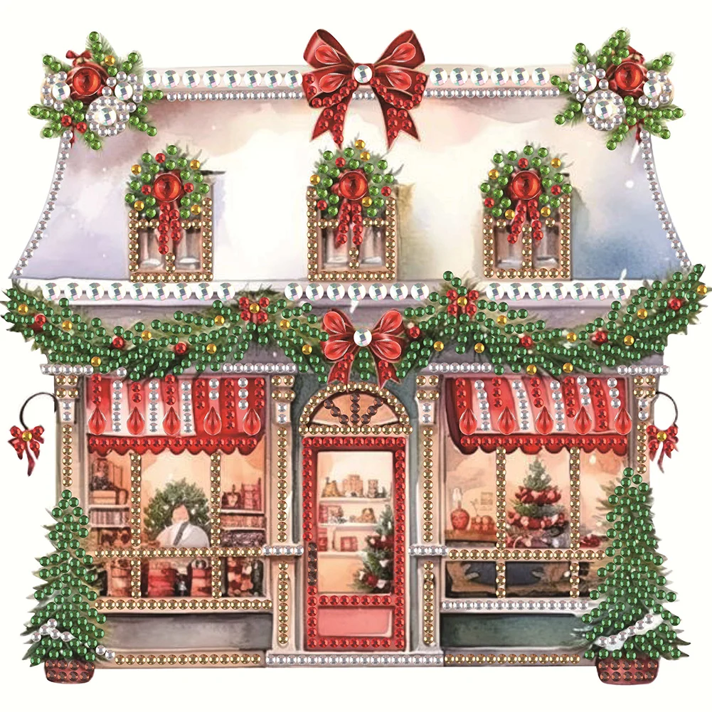 5D DIY Partial Special Shaped Drill Diamond Painting Christmas Shop Kit Decor