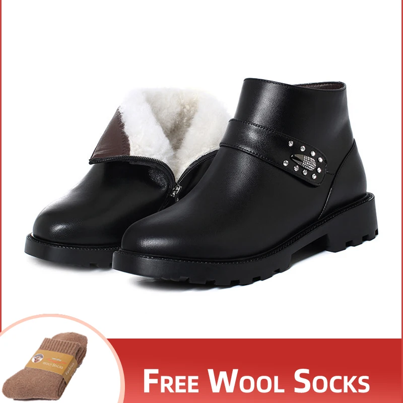 

Winter Boots for Women 2023 New Snow Boots Women Genuine Leather Non-slip Women's Casual Booties Warm Chunky Boots Ladies