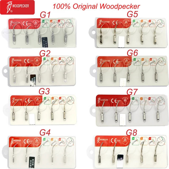 Original Woodpecker Dental Scaler Tips Ultrasonic Scaling Tip G1 G2 G3 G4 G5 G6 G7 G8 Fit For EMS UDS