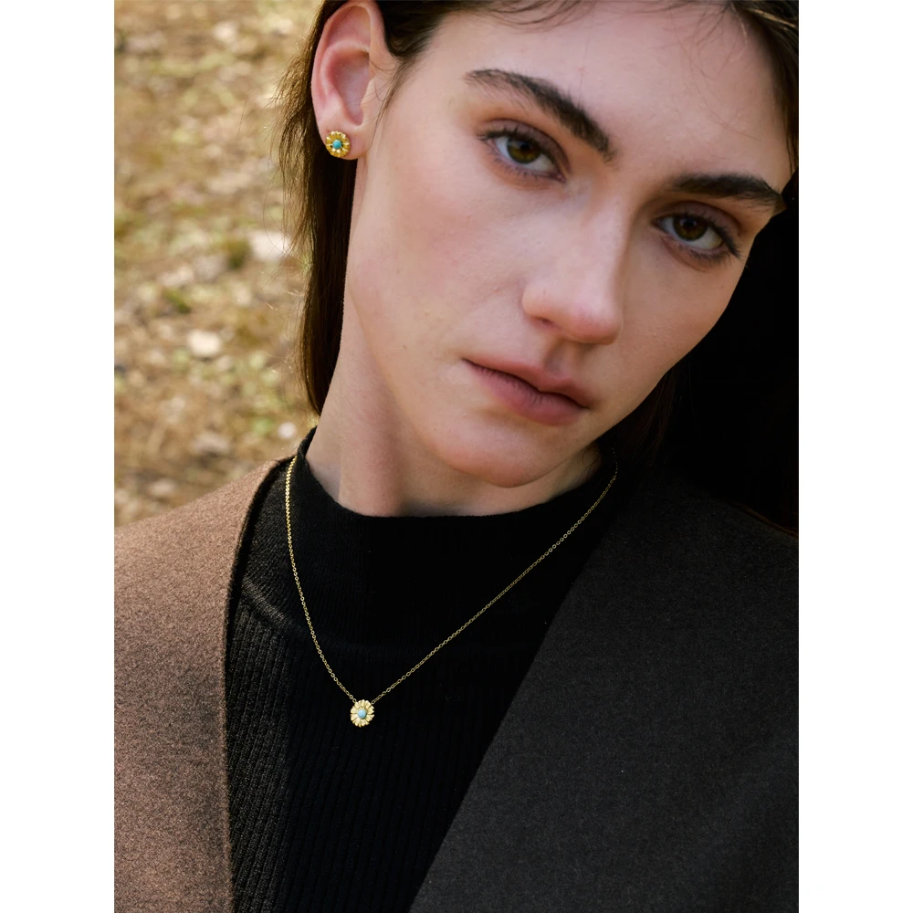 Yhpup Pendant Necklace Gold Stainless Steel Jewelry