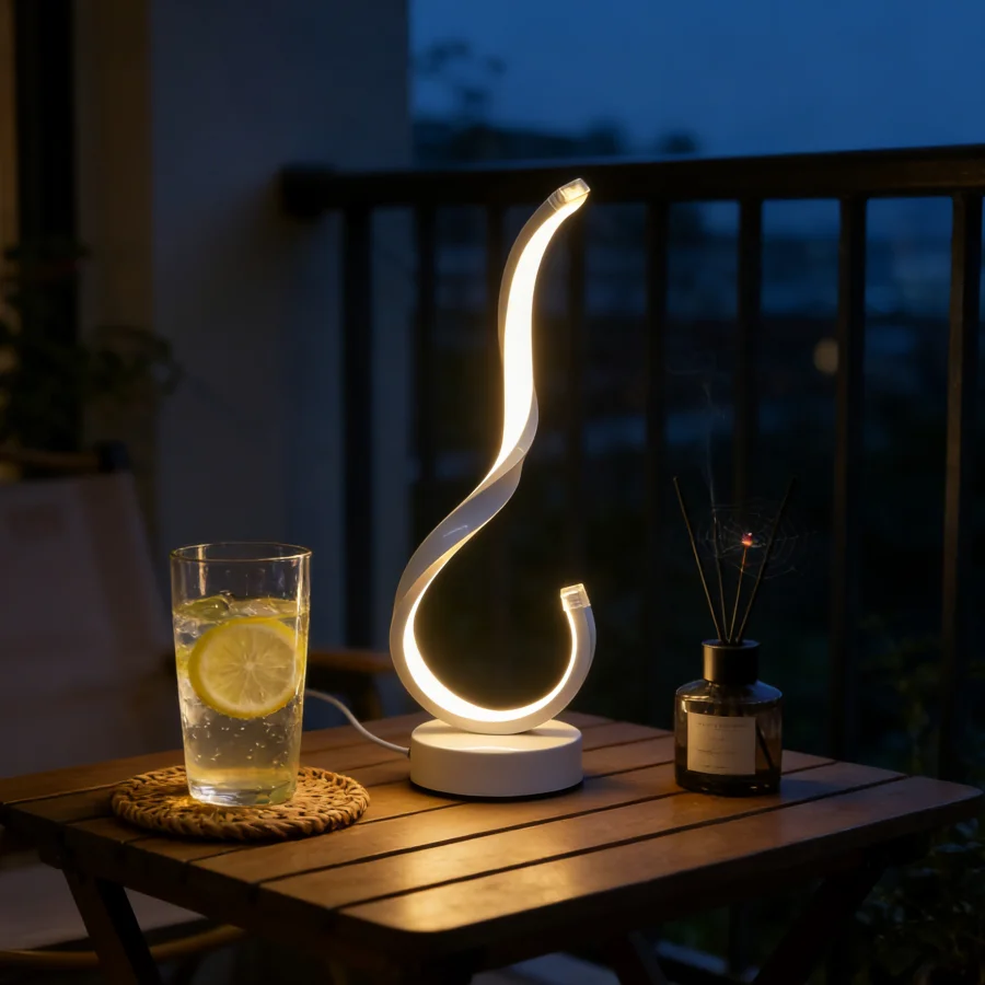 1PC 미적 감각의 나선형 LED 테이블 램프, 침실, 침대 옆 탁자, 홈 데코 선물용 로맨틱한 따뜻한 조명