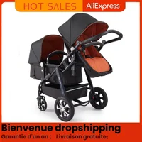 Poussette double de luxe pour bébés, possibilité de s'asseoir et de se coucher, poussette jumelle de haute qualité avec garantie d'un an et cadeaux gratuits. 1