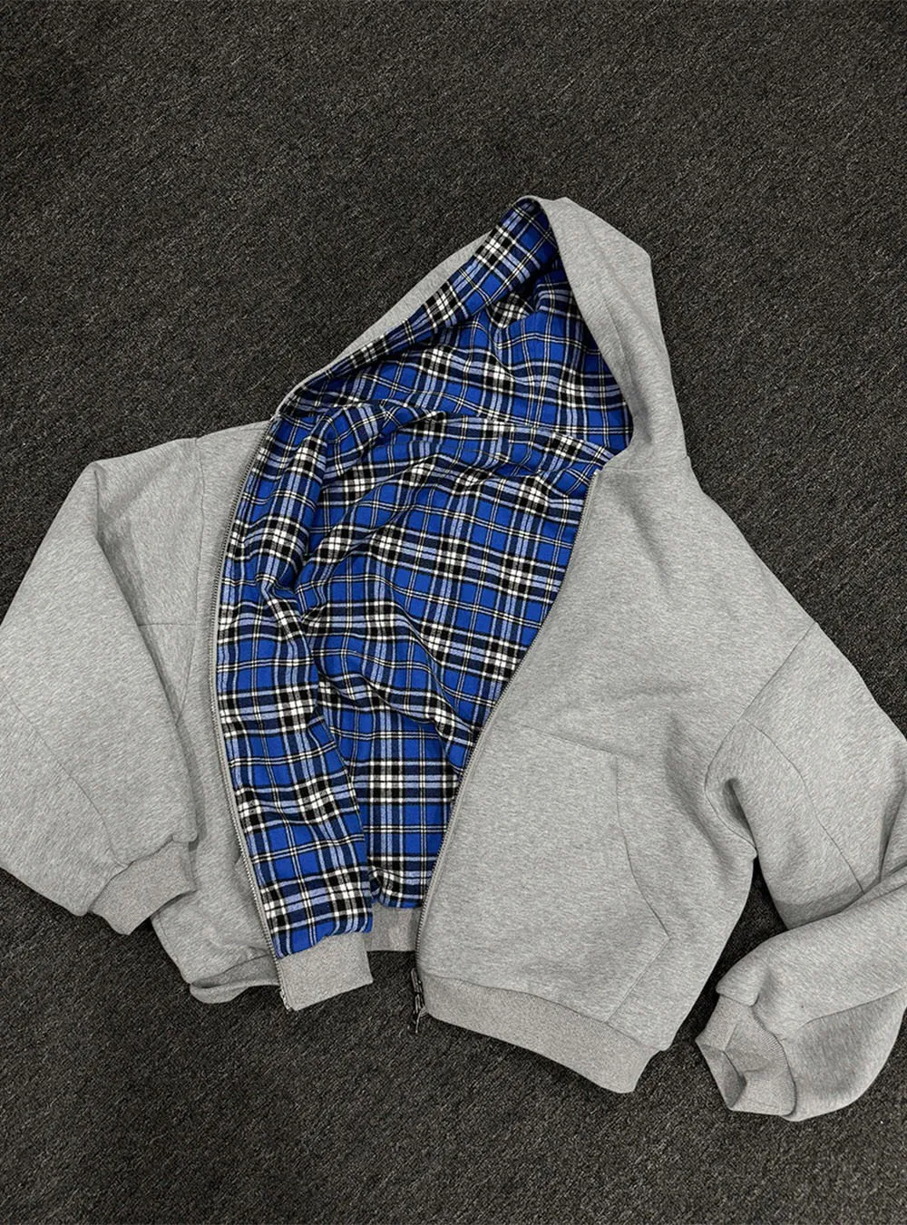 Splicing Double-Sided Printed Cardigan Hoodie Men's Spring Autumn Trend American Retro Loose Hooded Jacket