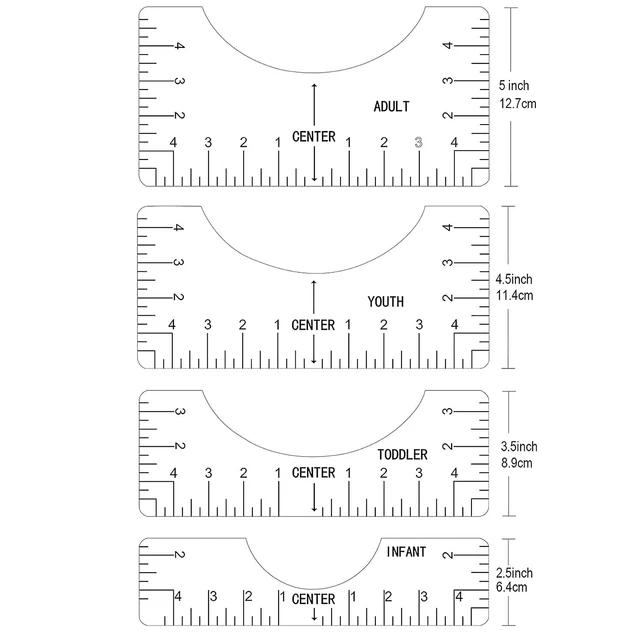 Transparent 4Pcs T-Shirt Ruler Guide 3