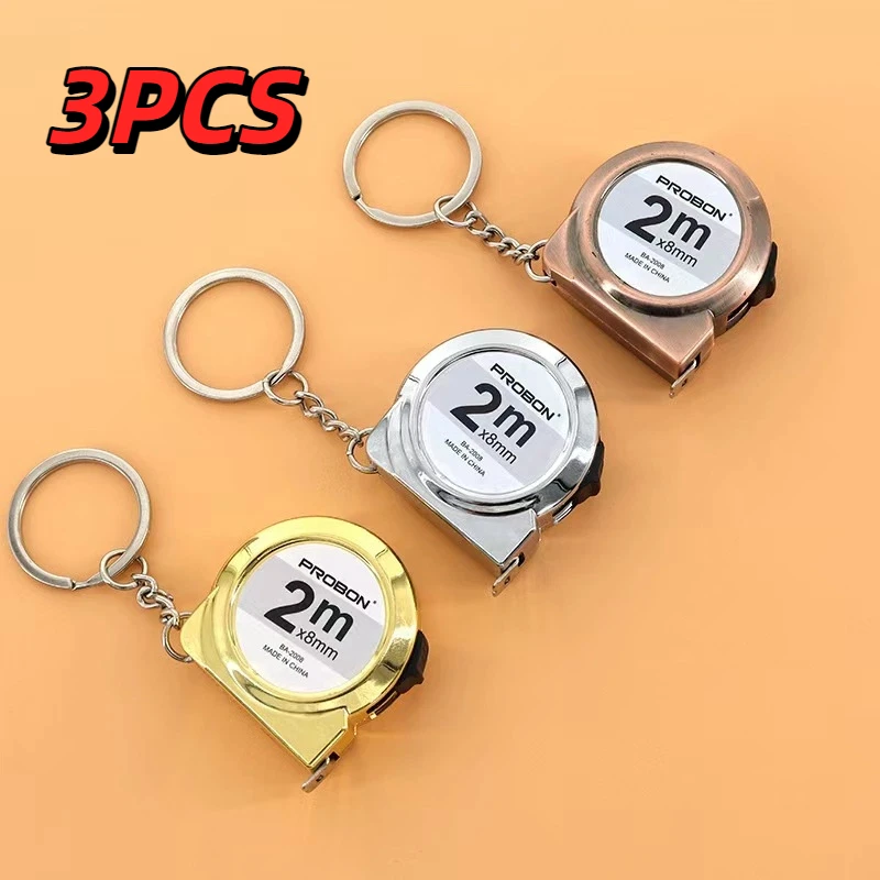 1/3PCS 소형 줄자 가정용 측정 테이프 개폐식 2m 연강 열쇠 고리 줄자 미니 측정 도구