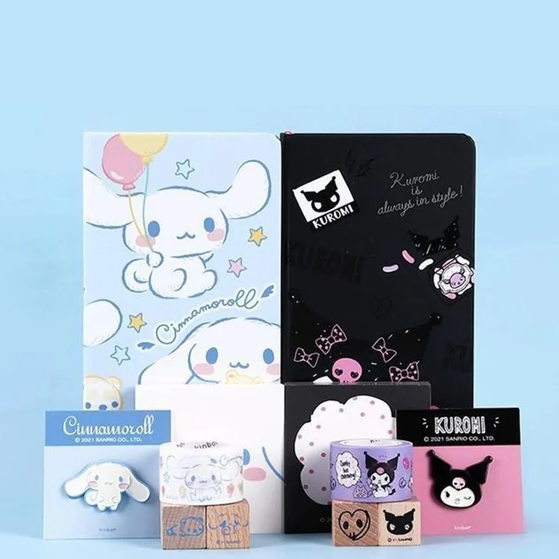 

New Cartoon Cinnamoroll Kuromi Learning Set Gift Box Kuromi Hardcover Ledger Student Stationery Birthday Gift Notes Wholesale