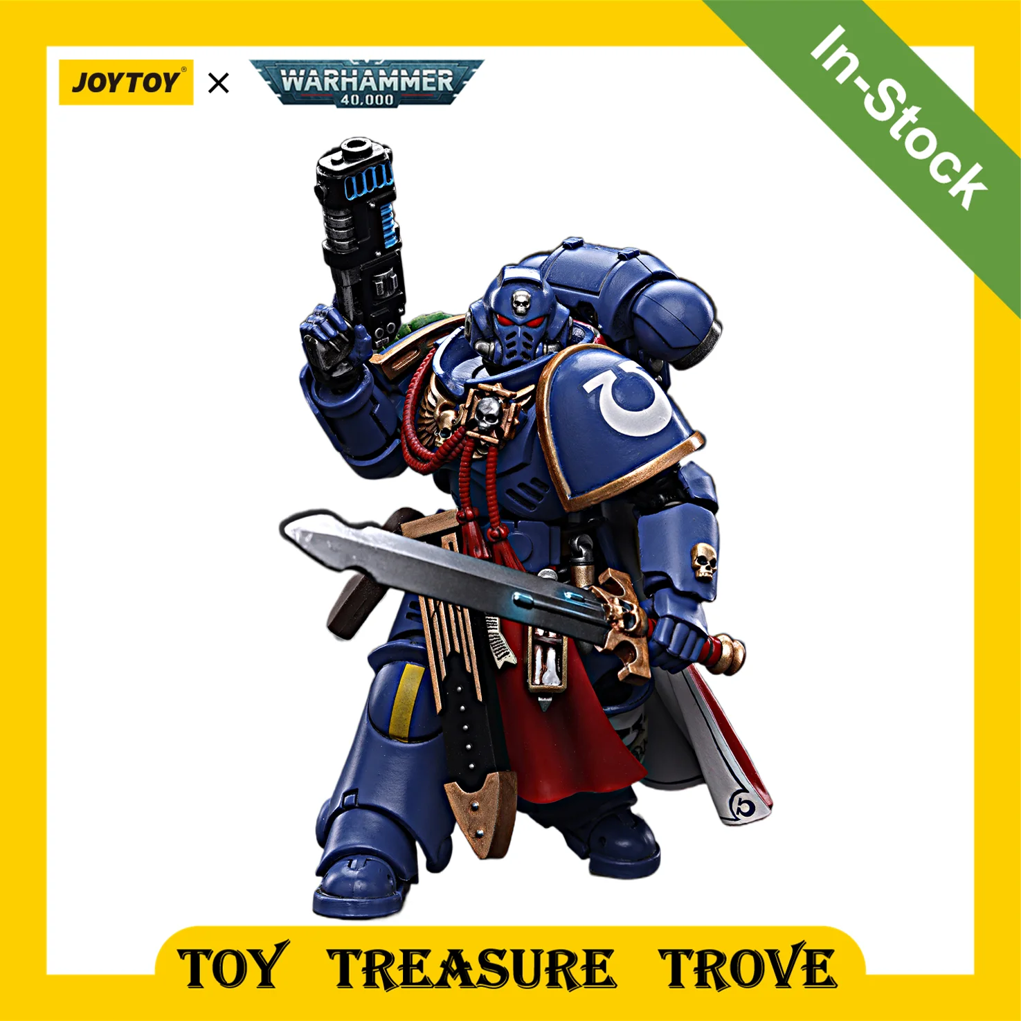 

JOYTOY Warhammer 40k Action Figures Ultramarines Primaris Captain with Power Sword Plasma Pistol Anime Military Model Toy Gift