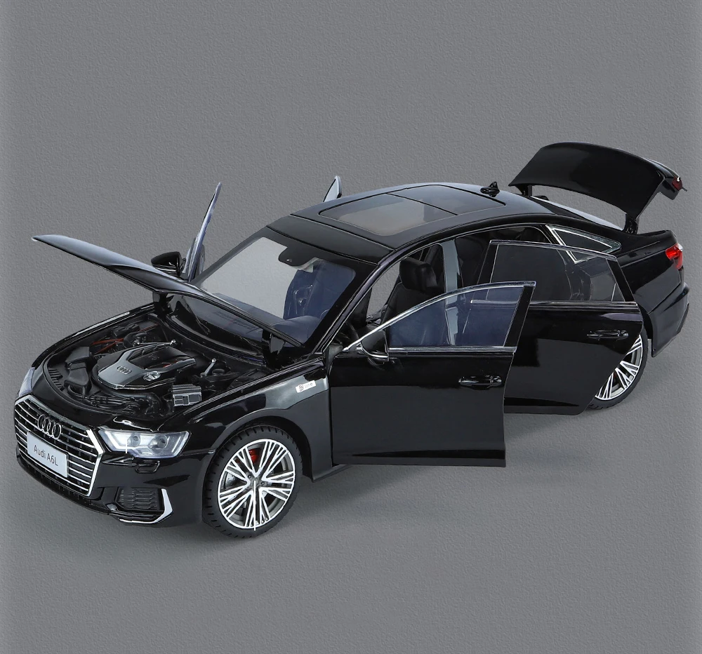 1:18 Audi A6 Limousine Alloy Die Cast Toy Car Model Sound And Light Pull Back Toy Collectibles